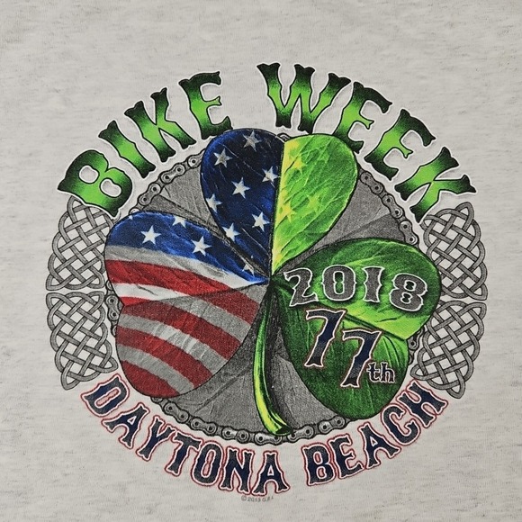 2018 77th Bike‎ Week Daytona Beach St Paddy's Day Heather Gray Sz L Shirt - Picture 3 of 10